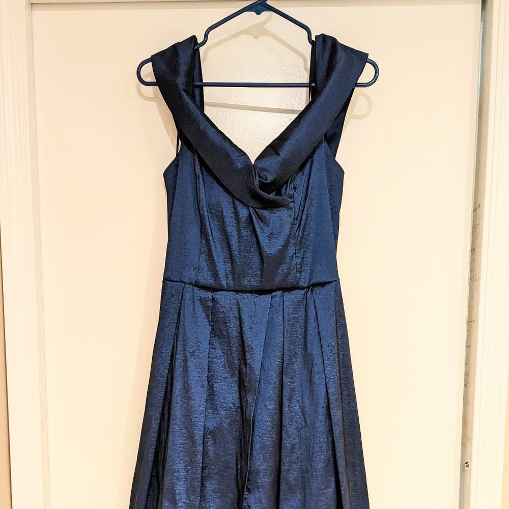 Windsor Royal Blue Off-the-Shoulder Prom Dress w/Front Slit Sz XL